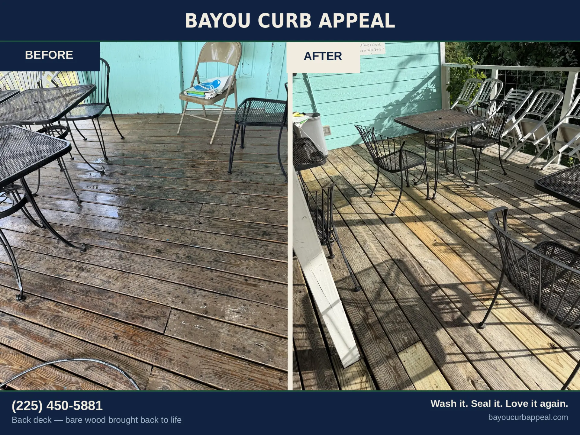 Back deck bare wood brought back to life