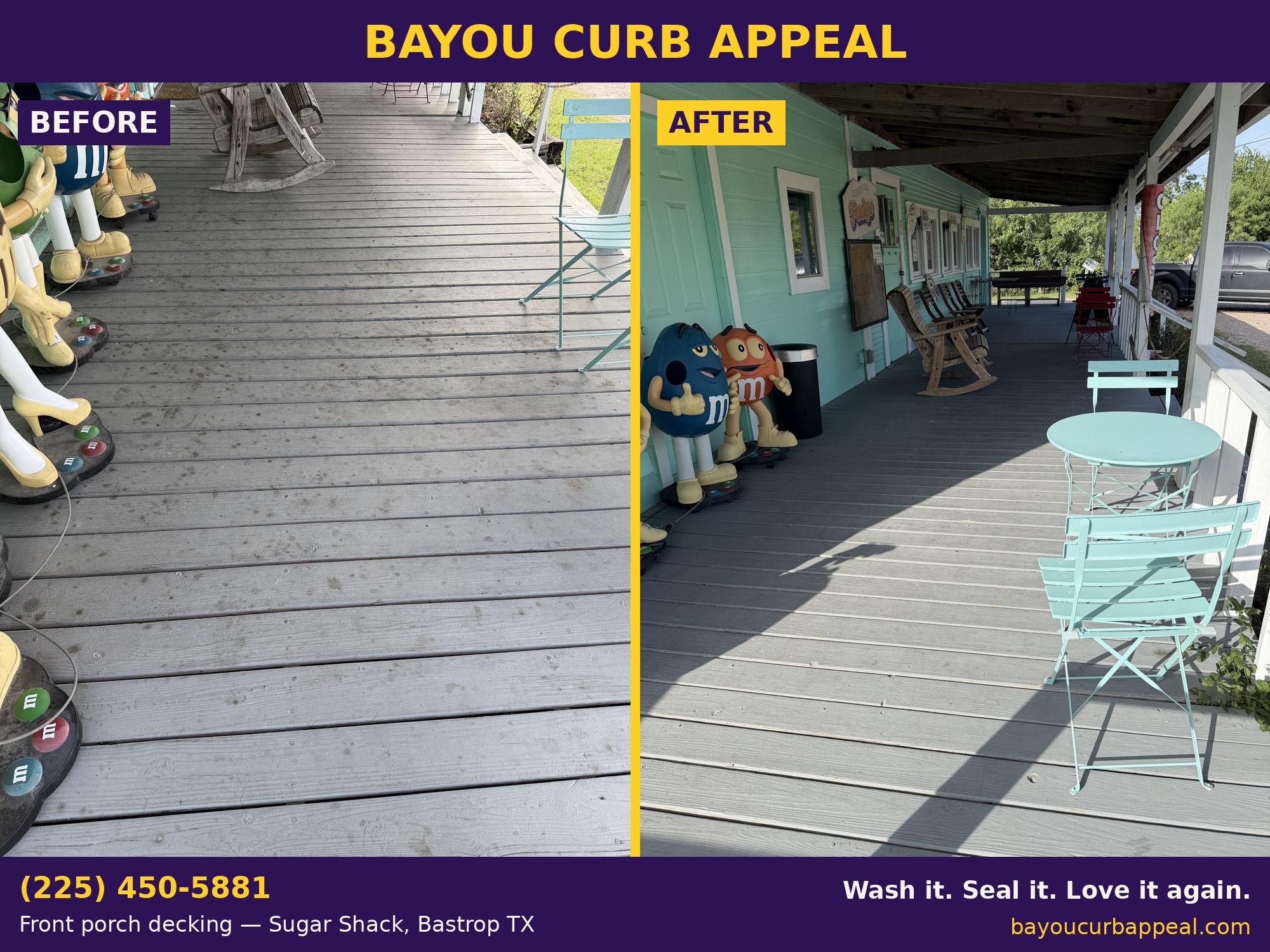 Front porch decking at Sugar Shack, Bastrop TX