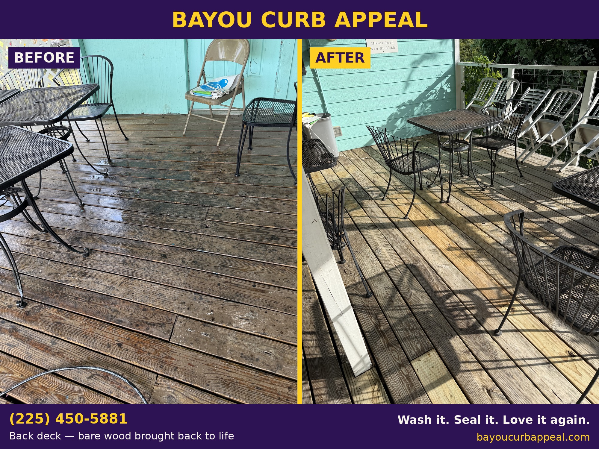 Back deck bare wood brought back to life